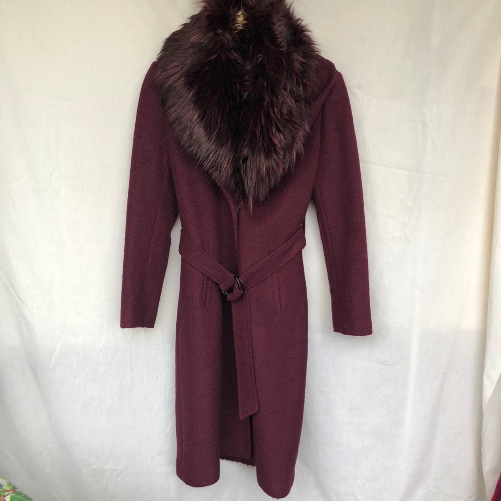 Guess Mulberry Faux Fur Peacoat M